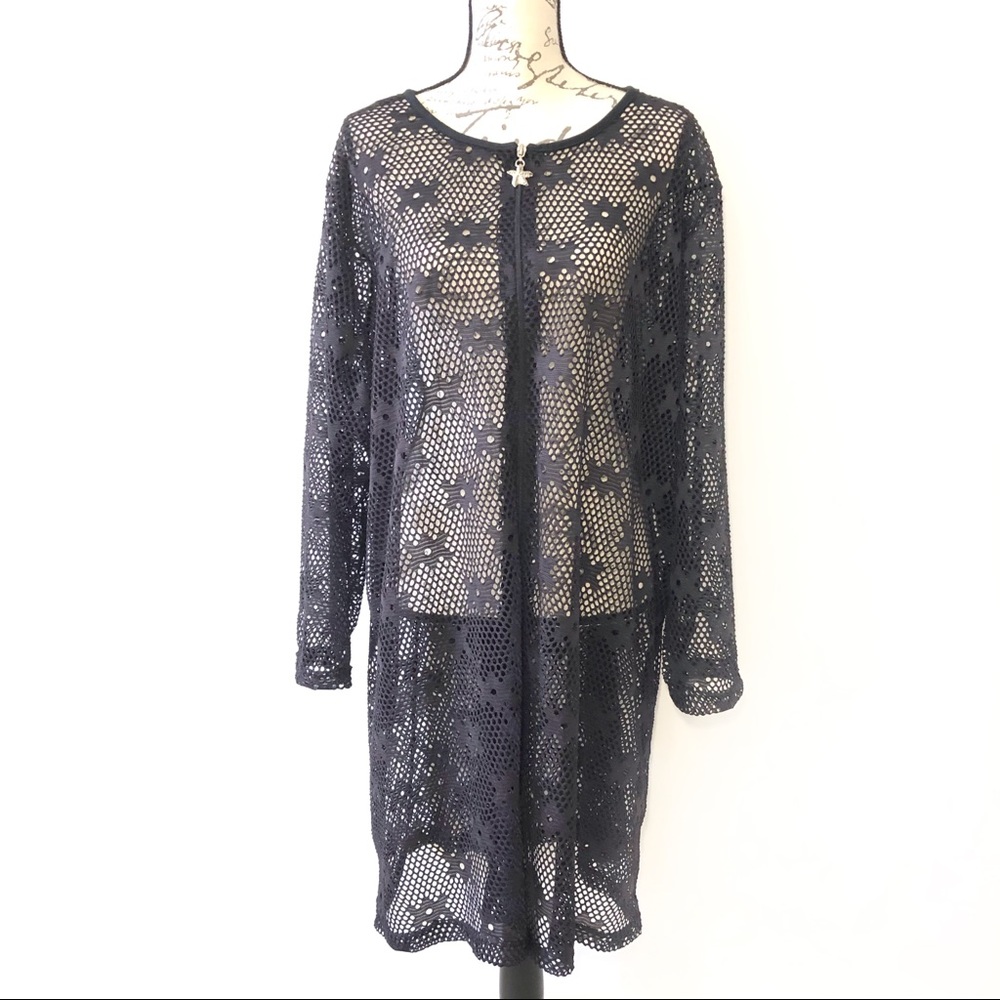 Jordan Taylor Mesh Cover Up Long Sleeve Beachwear Plus Tunic 1X - Picture 3 of 7